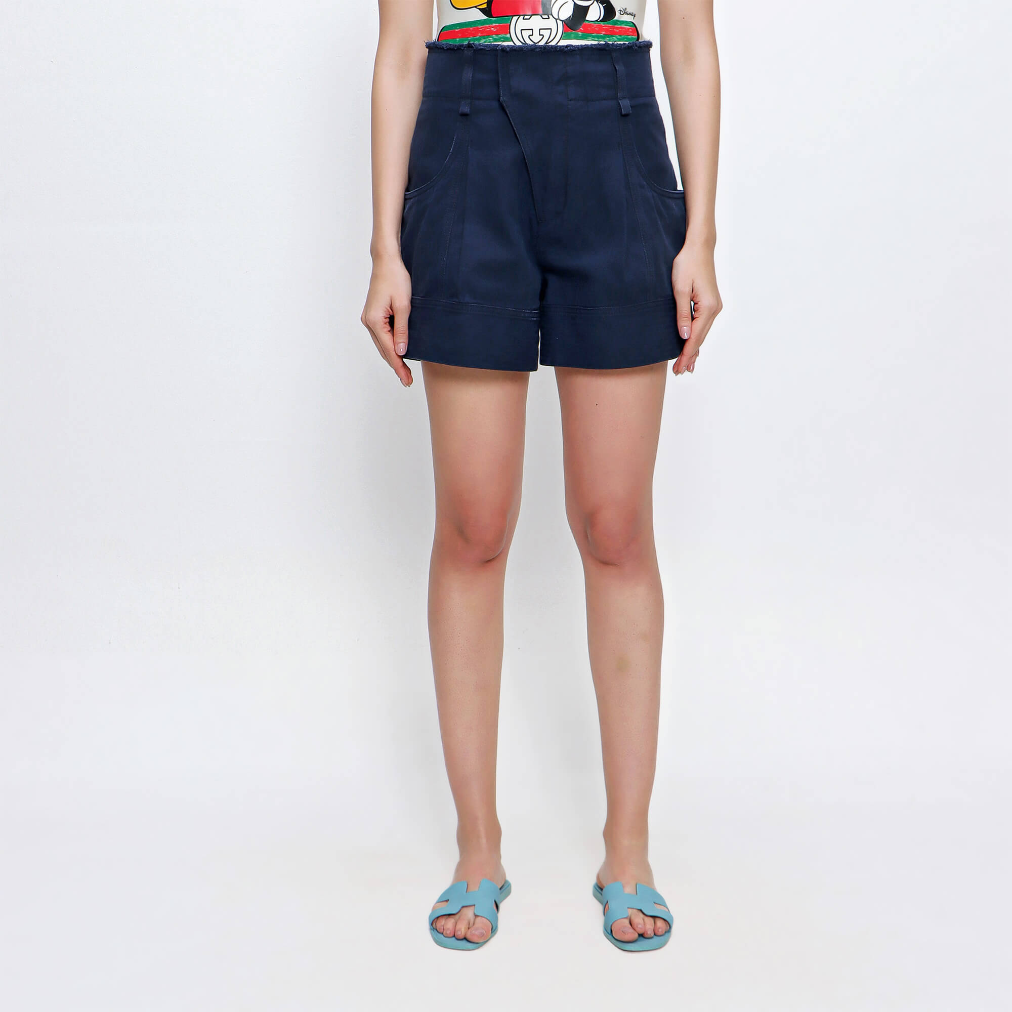 Chloe - Navy Blue Cotton Short 